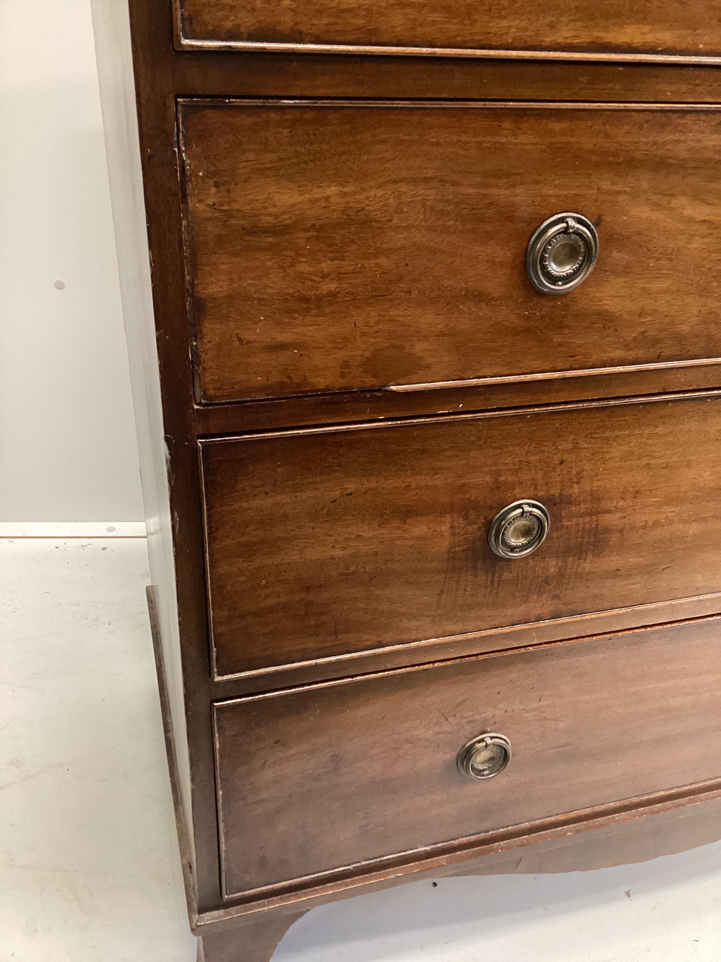 A Regency mahogany five drawer chest, width 104cm, depth 51cm, height 107cm